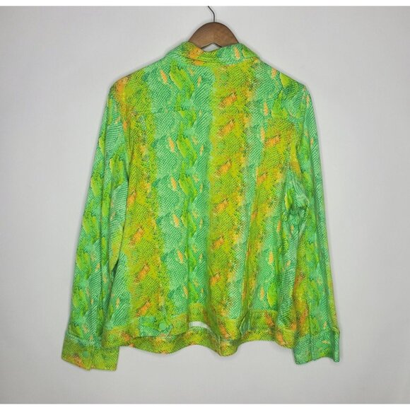 Isaac Mizrahi Live Womens Green Snakeskin Snap Front Jacket Size 1X Pockets - Picture 3 of 8